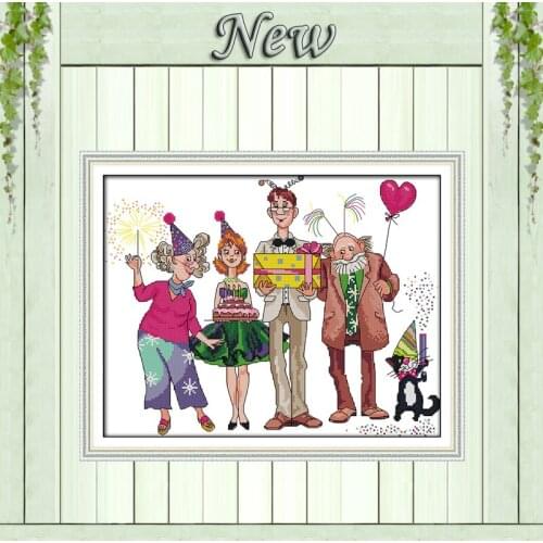 Birthday party cake decor paintings counted printed on canvas DMC 14CT 11CT chinese Cross Stitch Needlework Sets Embroidery kits