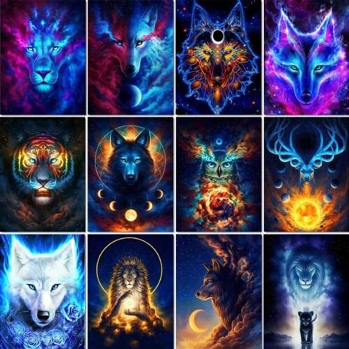 DIY 5D Diamond Painting Full Square/Round Animal Diamond Embroidered Wolf Cross Stitch Mosaic Kit Bedroom Decoration Painting