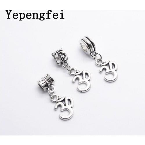 10pcs letter 3D European Bead Vintage Silver Charms fit for pandora style Bracelets Necklace DIY Metal Jewelry Making JA600016