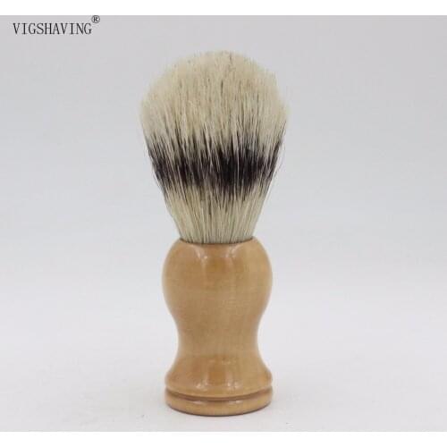 Faux badger color Boar bristle wood handle shaving brush