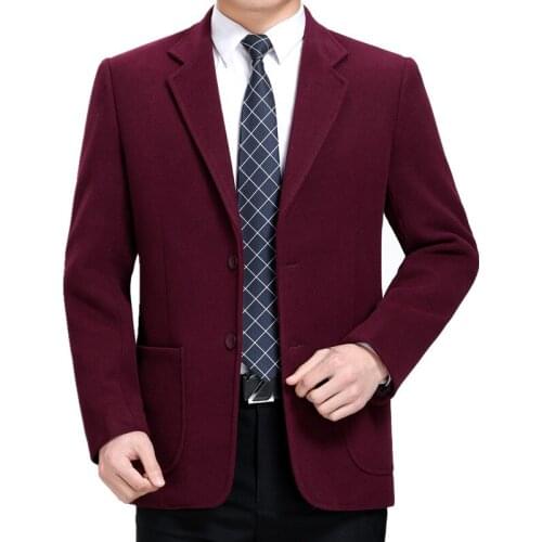 Spring and autumn new middle-aged mens suits high-end busines casual solid color large size fashion wild Single Breasted blazer