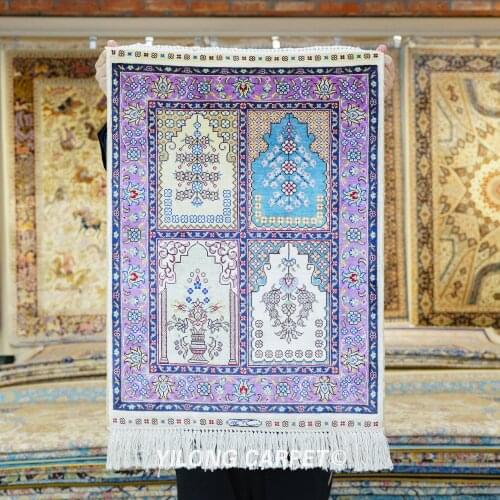 Yilong 1.5'x2' turkey silk hand knotted carpet small handmade rug (ZQG372)