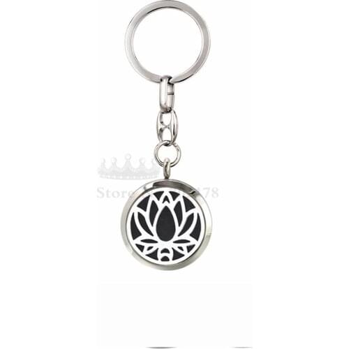 KTB/KSB045-417 30mm diffuser locket key ring 316L stainless steel aromatherapy locket keychain Free 10pcs pads