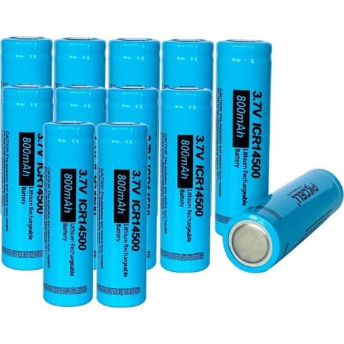 12 x PKCELL ICR14500 Liion Rechargeable Batteries 3.7V 800mAh Lithium Batteria Torches Battery For Flashlight