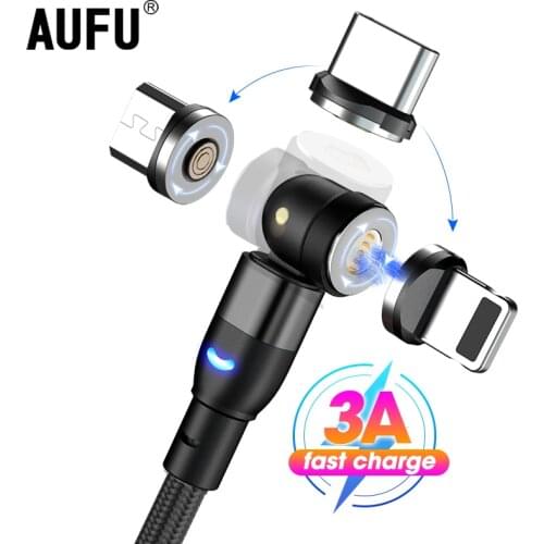 AUFU Magnetic Micro USB Type C Cable Data Magnet 3A Fast Charging Phone Charger Cord For iPhone 12 11 7 8 Xiaomi Huawei