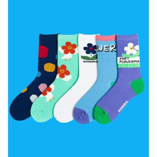 Fashion Flowers Designs Pattern Socks Thick Womens Anklets Casual Relaxation Girls Anime Low Tube Ladies Multi Colors