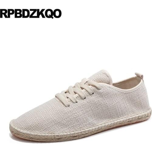 Summer Flats Retro 2021 Hemp Chic Comfort Rubber Lace Up Spring Men Canvas Shoes Casual Espadrilles White Breathable Designer