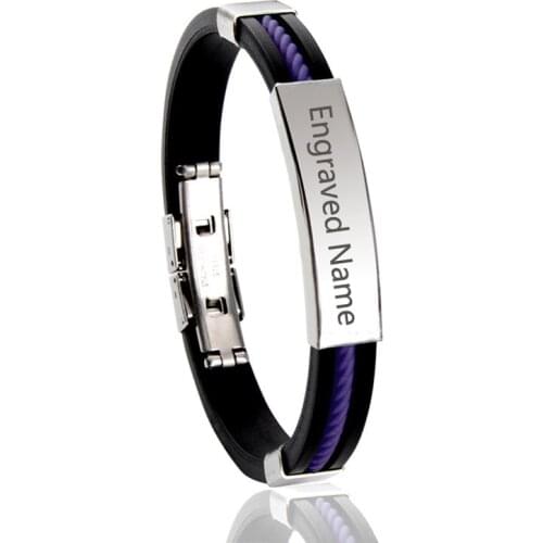 Personalized Genuine Leather Bracelets for Men Women Stainless Steel ID Bar Custom Name Date Adjustable Length Male Pulseira