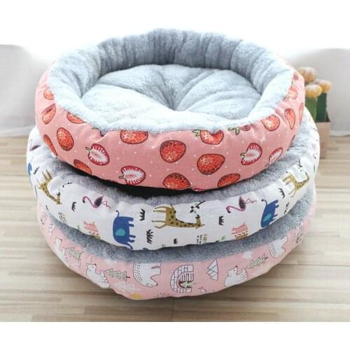 Dog Cushion Mat Cat Supplies Puppy Accessories Warm Deep Sleeping Super Soft Pet Bed Round Kennel Long Plush Portable Pets House