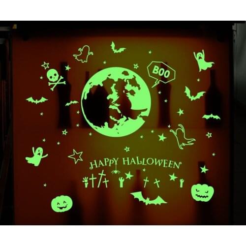 New Halloween Bar Luminous Post A Corner of KTV Haunted House Window Wall Stickers for Porch Decoration Luminous Post