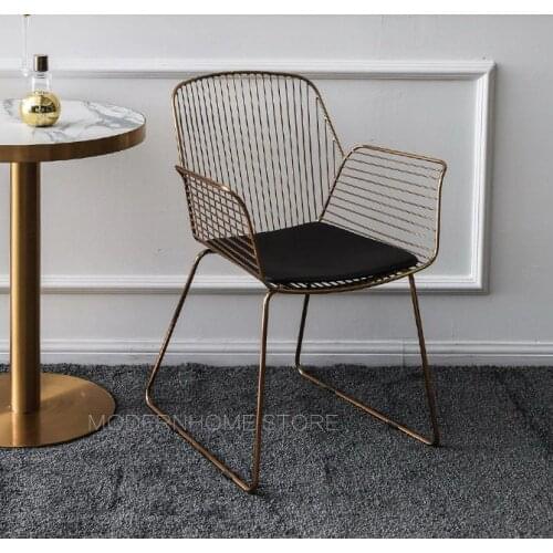 Wholesale Hot Top Sale Promotion Modern Loft Metal Steel Nordic Design fashion gold color dining Room Side cheap wire chair 1PC