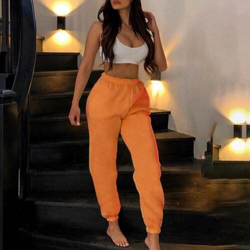 Orange Casual Women Sports Pants Female Street Leisure BF Pants S-XL Autumn Women Sweatpants Fitness Jogging Lounge Trousers