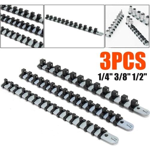 Plastic socket holder 3-piece storage tray 340 mm socket holder 1/4" 3/8" 1/2" socket wrench storage rack