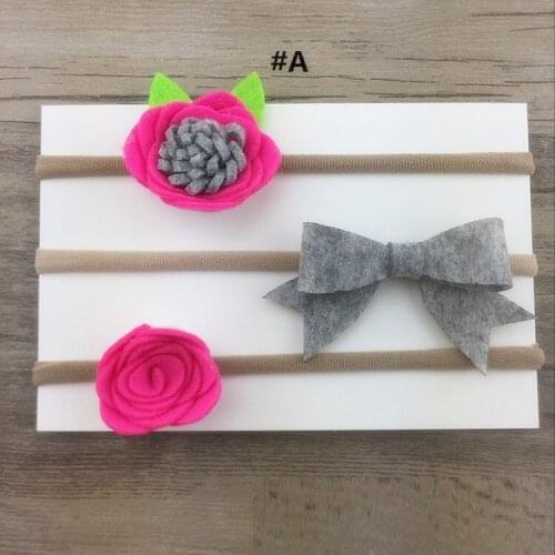 3in1 Fashion Cute Felt Sunflower Bow Rose Nylon Headbands Solid Kawaii Flower Bowknot Girls Soft Hairband Princess Headwear