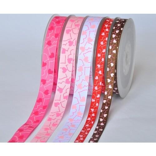 PPCrafts 1"(25mm) 100yards Grosgrain Ribbon Printed Swiss Heart For Craft Ribbon Diy Free Shipping
