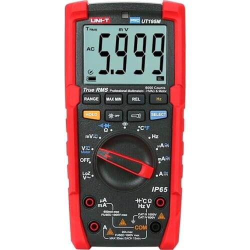 UNI-T UT195M Industrial Waterproof True RMS Digital Multimeter Flashlight / Temperature Measurement / LoZ Measurement