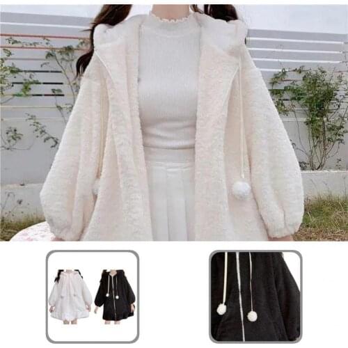 Long Sleeve Great Girl Fluffy Rabbit Top Sweatshirt Plush Fabric Rabbit Sweatshirt Ruffled Hem for Party