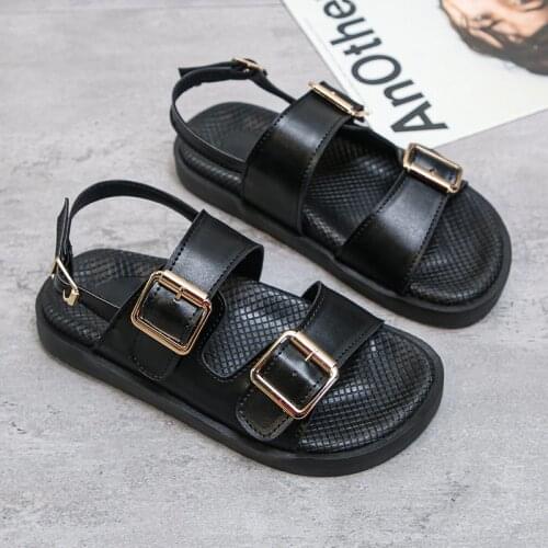 Gladiator Platform Womens Sandals 2021 Summer Women Flat Sandals Fashion Casual Metal Buckle Soft Bottom Ladies Sandals