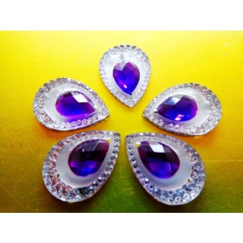 Sew On rhinestones water drop shape 10*14mm Purple AB colour resin crystal flatback strass gem stones 120Pcs/lot