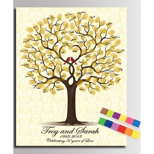 Wedding Guest Book Personalized Wedding Fingerprint Tree DIY Party Decoration Accessories Marriage Memory Book Party Attendance