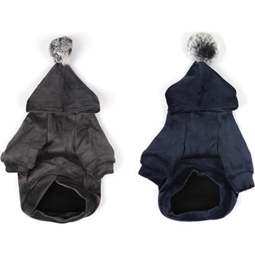 Pet Dog Warm Coat Autumn and Winter Plus Velvet Warm Puppy Hoodies Small and Medium-sized Dog Personality Fur Ball Hat Clothes