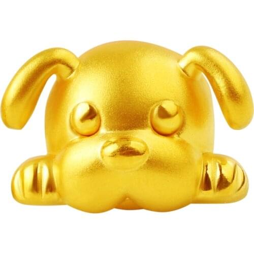 Solid 24K Yellow Gold Bracelet 3D 999 Gold Dog Bracelet 1.39g