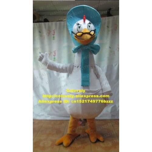 Smart White Goose Geese Swan Cygnus Mascot Costume With Yellow Sharp Mouth Long Black Eyelash Fat Tummy Yellow Claws No.5803 FS