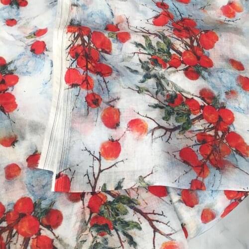 High quality Tencel ramie fabric red digital printing tissu trousers lining clothes patchwork