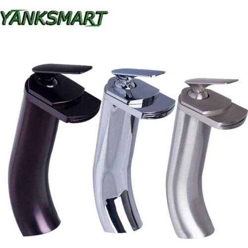 YANKSMART Waterfall Mixer Bathroom Basin Faucet Single Sink Banheiro Torneira Long Mixer Tap Brushed Nickel/Polished Chrome/ORB
