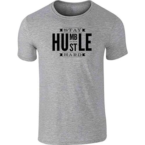 Nobranded Funny Stay Humble Hustle Hard Graphic Tee T-Shirt for Men Summer Print Letter Tops