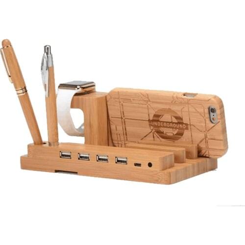 Usb Charging Station 4 IN 1 iPhone iPad iPod Apple Watch USB 4 Port Micro HUB Charging Stand Station Dock Platform Cradle Holder