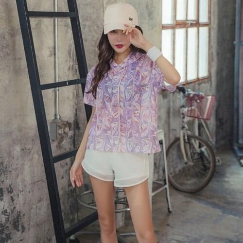 Women Tracksuit For Women 2 Pcs Yoga Set Floral Print Summer Sexy Women Shirt+Short Sportsuit Fitness Female Sportswear