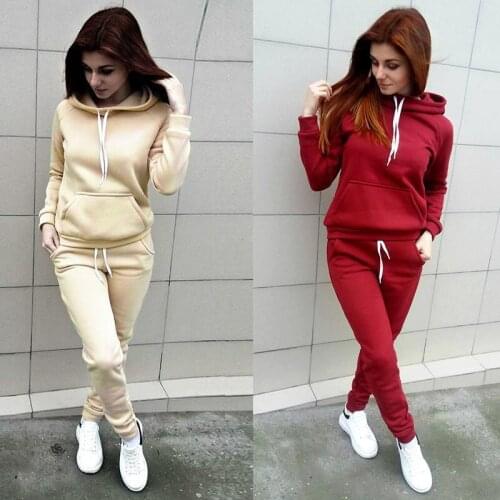 Sport Suit Women Autumn Winter Tracksuit Hooded Pullover Top Shirts Running Set Jogging Suits Sweat Pants 2pcs Sportswear Outfit