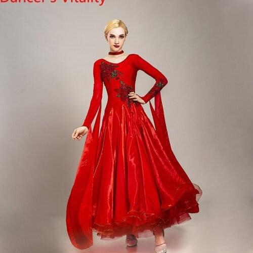 Winter Modern Dance Wear Stage Costume Diamond Embroidered Fishbone Dress Ballroom National Standard Waltz Jazz Dancing Outfits