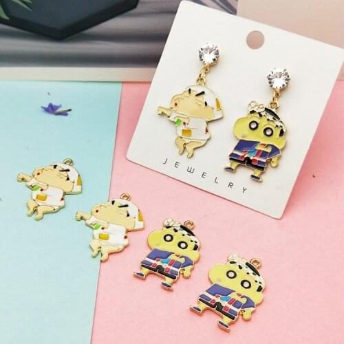 10pcs Drop Oil Cartoon Character Alloy Pendants Charm Funny Boy Enamel Charms Fit DIY Earrings Bracelets Jewelry Accessory YZ667