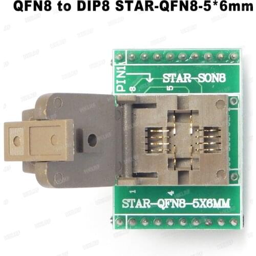 QFN8 to DIP8 Programmer Adapter WSON8 DFN8 MLF8 to DIP8 Socket for 25xxx 5x6mm Pitch=1.27mm