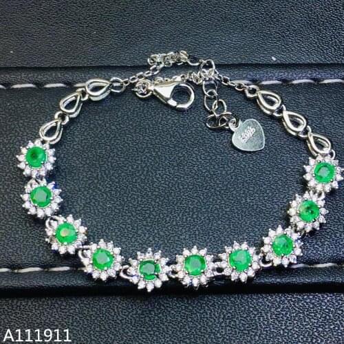 KJJEAXCMY fine jewelry 925 sterling silver inlaid Natural emerald gemstone ladies bracelet trendy support detection popular