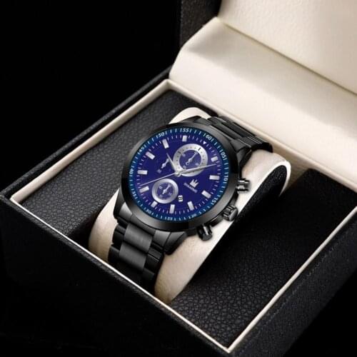 Simple Men Watch Big Dial Sport Mens Watches Top Luxury Brand Blue Full Steel Quartz Wristwatch Chronograph Military Male Clock