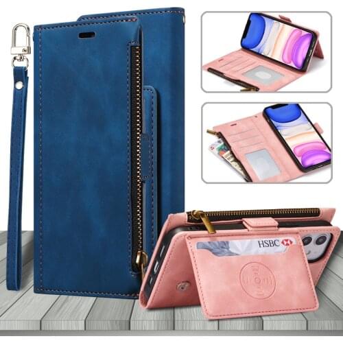 For Xiaomi Mi Poco F3 /M3 Pro Luxury Zipper Wallet Bag Card Holder Stand Skin-feel Flip Leather Case Lanyard Mobile Phone Cover