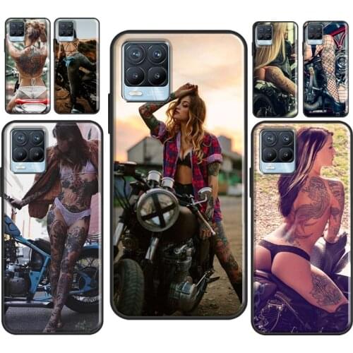 Motorcycle girl Sexy tattoos Case For OnePlus 9 Pro 7 8 T Nord Cover For OPPO Realme C3 C11 C15 C21 GT Neo 6 7 8 Pro