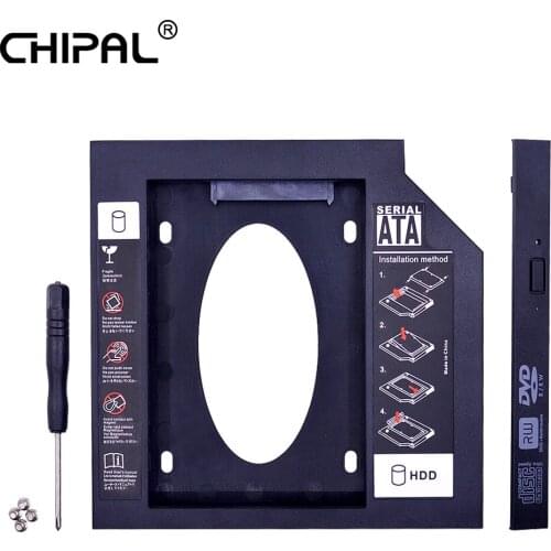CHIPAL 100pcs Plastic Universal SATA 3.0 2nd HDD Caddy 12.7mm for 2.5" 1TB SSD HDD Case Enclosure for Notebook ODD DVD/CD-ROM