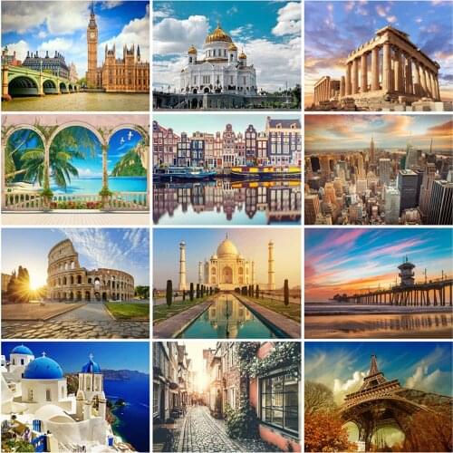 CraftArtGo 5D DIY Diamond Embroidery Architecture Full Square Round Rhinestone Mosaic Painting Cross Stitch Flowers Diamond Kit