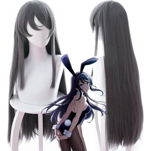 Sakurajima Mai Grey Long Wig Cosplay Accessories Seishun Buta Yarou wa Bunny Girl Senpai no Yume wo Minai Heat Resistant Hair