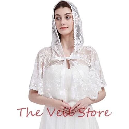 Mantilla Veils for Church Chapel Headcovering Catholic Cloak Cap Ivory Lace Traditional Veils Handkerchief Barinia