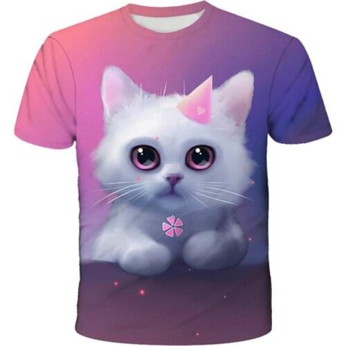 T-Shirts Girls Clothes Boys Animal Children 3D T-Shirt Kids Summer Cat Lively Cute Funny Baby T Shirts Tops Camisetas De Mujer