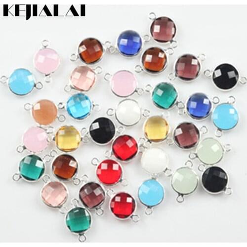 Round Shape Colourful Faceted Connector Pendent Crystal Bezel Connector Crystal Charm High Quality for Jewelry Making 12mm