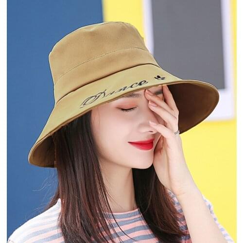 Summer Two color Fishermans Hat Female Korean version Summer big eaves hat Show face Small travel beach hat Free Shipping