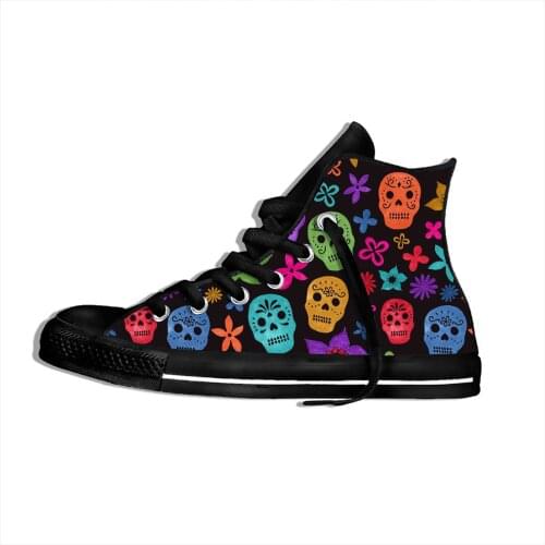 Mexican Sugar Skull Dead Vintage Novelty Design Lightweight High Top Canvas Shoes Men Women Casual Breathable Sneakers