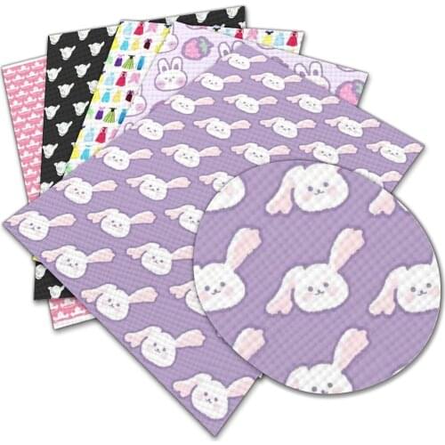 Cute Cartoon Rabbit Faux Leather Piece Fabric Diy Sewing Handicraft 22x30cm