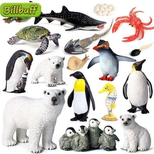 Simulation Wild Animal Insect Set Polar Fox Bear Penguin Cub Zoo Model Figures Collection Cognition Educational Toy for Children